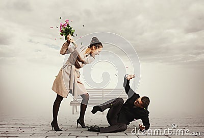 Concept photo of quarrel Stock Photo