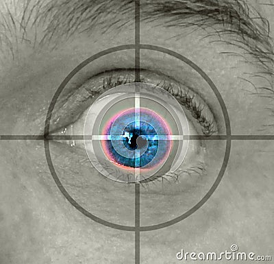 Biometrics retina eye scan security check surveillance Stock Photo