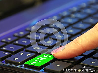 Computer green hire button online internet web proxy count Stock Photo