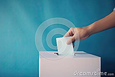 The concept of political voting, the hand lowers the ballot Stock Photo