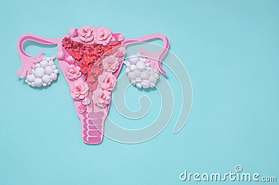 Concept polycystic ovary syndrome, PCOS. Copy space, women reproductive system Stock Photo