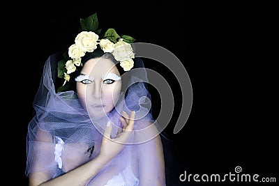 Concept portrait of strange woman with fantasy makeup Stock Photo