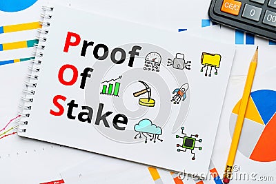 Concept pos and Proof of Stake with abstract icons Stock Photo