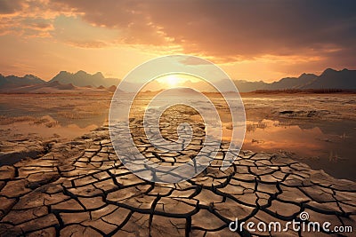 Concept of the problem of global warming. Pic showing the effects of dry land on the changing environment. Generative AI Stock Photo