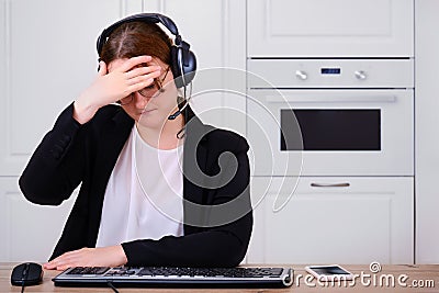 Concept problems when working via the Internet and remote learning. Trouble online work from home and conducting lessons for Stock Photo