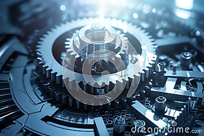 Process management, optimization operation, fix strategy industry, transmission gears wheel, software update status, cog gear whee Stock Photo