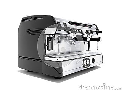 Concept professional coffee machine on four cups with milk 3d render on white background with shadow Stock Photo