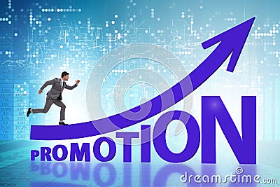 Concept of promotion with businessman Stock Photo