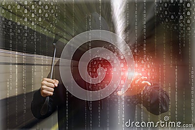 Concept of protecting digital data from attacks by hackers Stock Photo