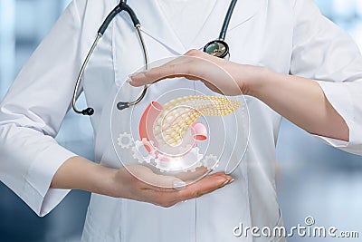 The concept of protection and care for the pancreas Stock Photo