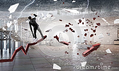 Concept of protection from crisis and trouble . Mixed media Stock Photo