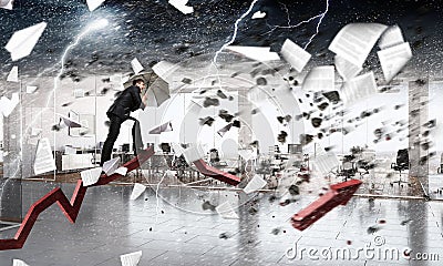 Concept of protection from crisis and trouble . Mixed media Stock Photo