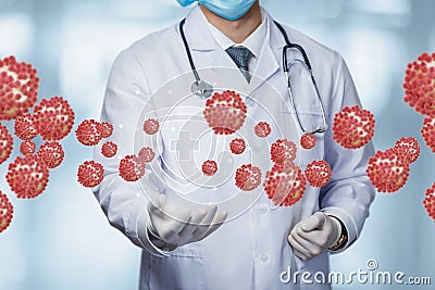 Concept of protection and safety against the spread of coronaviruses Stock Photo