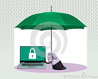 Concept of protection from viruses and hacker attacks. Stock Photo