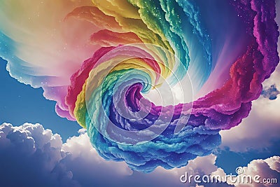 Rainbow Glitter Cotton Candy Cloud .AI Generated Stock Photo