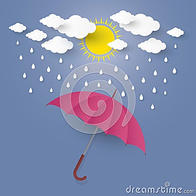 The Concept is Rainy season. umbrella umbrella in the air with c Vector Illustration