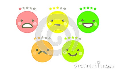 Concept of rate. Feedback emoticon icons on white background. Vector Illustration