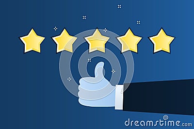 Concept of rating. Customer review. Five star rating. Vector Illustration