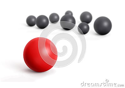 Concept with red and black marbles - Teamleader. 3d render Stock Photo