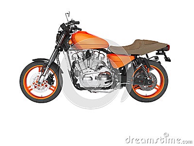 Concept red modern motorcycle isolated left view 3d render on white background no shadow Stock Photo