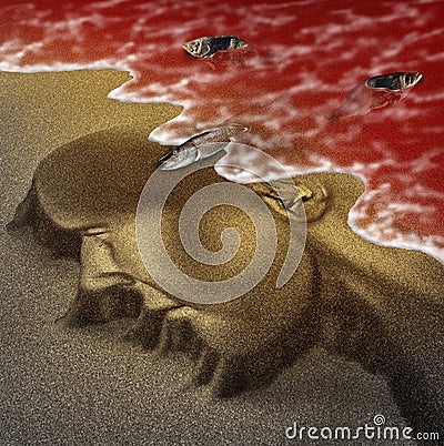 Concept Of Red Tide Cartoon Illustration