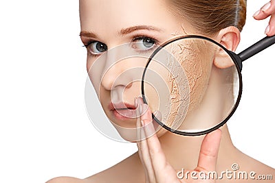 Concept of rejuvenation and skin care. face of a beautiful girl Stock Photo