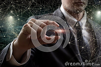 The concept of removing and installing protection in a network connection Stock Photo