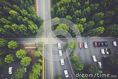 Representation of Car Dealership Lot Filled with Rows of Cars for Sale .AI Generated Stock Photo
