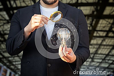 The concept of researching the emergence of an idea in business Stock Photo