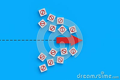 Concept of restrictions. Ignoring the rules. Overcoming prohibitions Stock Photo