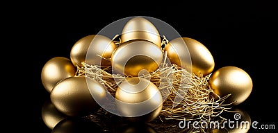 Concept of Richness, golden eggs, Stock Photo