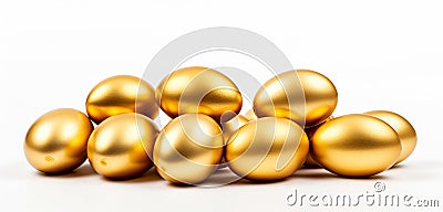 Concept of Richness, golden eggs, isolated Stock Photo