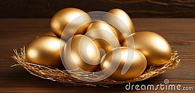 Concept of Richness, golden eggs, isolated Stock Photo