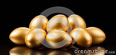 Concept of Richness, golden eggs, isolated on white Stock Photo