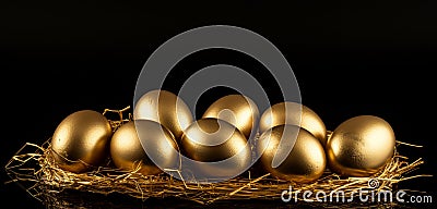 Concept of Richness, golden eggs, Stock Photo