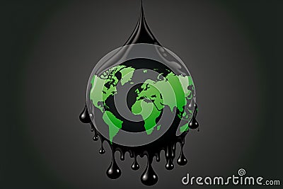 The concept of Saving the Planet. Earth Day. Planet Earth is Drowning in Oil Oil is Killing the Earth. Planet B does not exist. Stock Photo