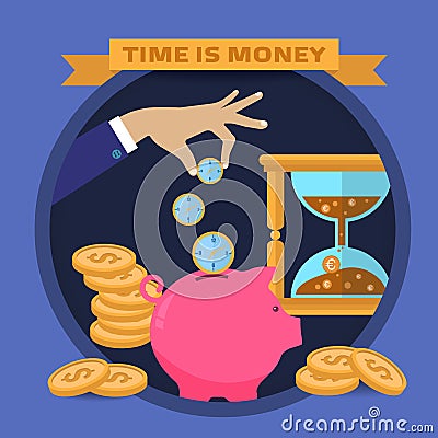 Concept for saving time and money Vector Illustration