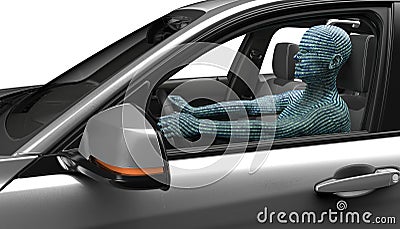 Concept of self-driving car Cartoon Illustration