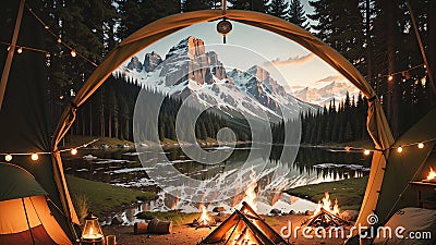 Serene Campsite Ambiance A Vintage Compass on National S mores Day.AI Generated Stock Photo
