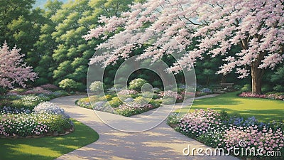 Serenity in Bloom A Captivating Peace Garden on International Day of Peace.AI Generated Stock Photo