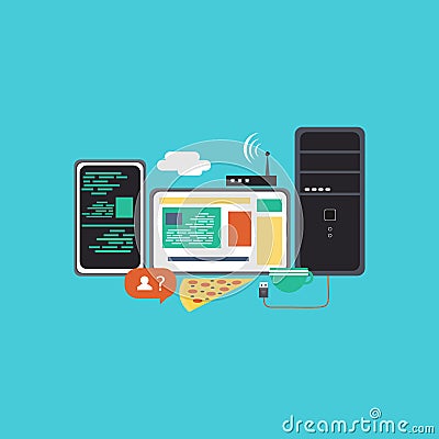 Concept of a set table programmer Vector Illustration