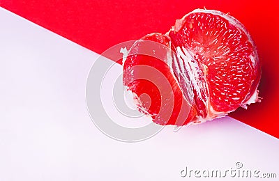 Concept sex, masturbation. Grapefruit, vagina symbol on a pink background Stock Photo