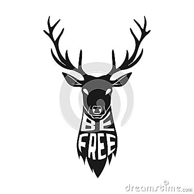 Concept silhouette of deer head with text inside Vector Illustration