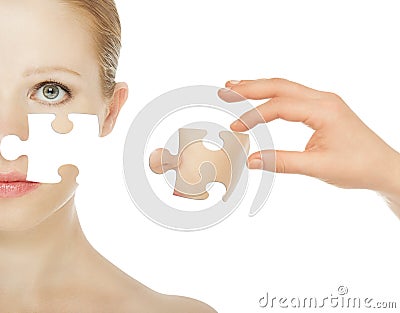 Concept skincare with puzzles. Stock Photo