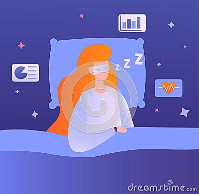 Concept of sleeping tracker Vector Illustration