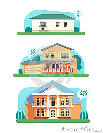 Selling homes concept. Vector cartoon illustration. Vector Illustration