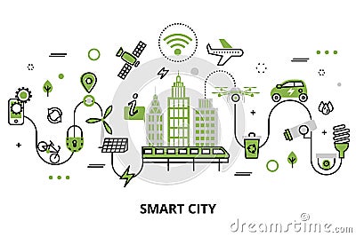 Concept of smart city, technologies of future Vector Illustration