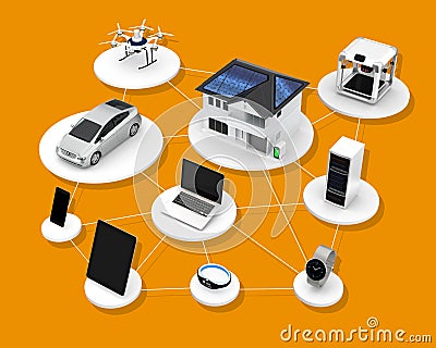 Concept of smart energy saving product ecosystem Stock Photo