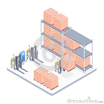 Smart warehouse isometric illustration Vector Illustration