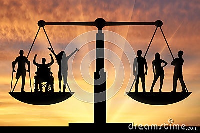 Concept of social b legal equality of persons with disabilities in society Editorial Stock Photo